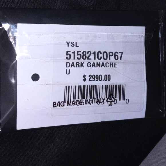 NWT YVES SAINT LAURENT JAMIE LAMBSKIN SLIDING CHAIN BAG, DARK GANACHE ~AUTHENTIC - Picture 16 of 16